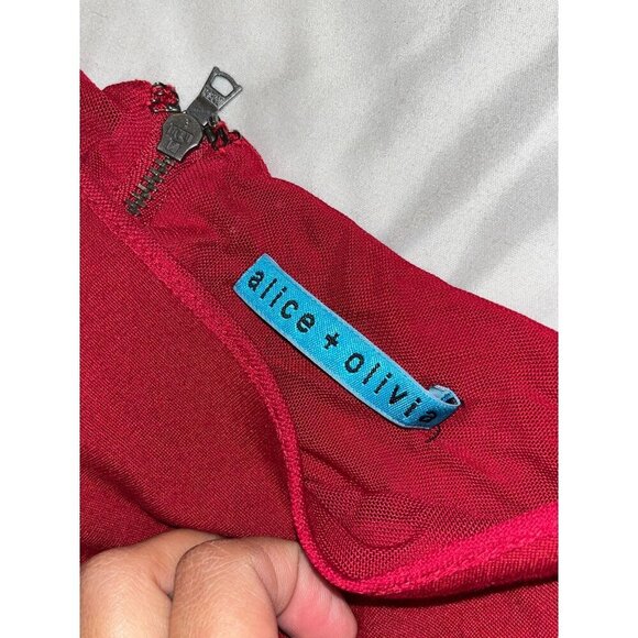 Alice + Olivia Red 3/4 Sleeve Back Zipper Above Knee Mini Dress Women's Size S - Picture 5 of 9